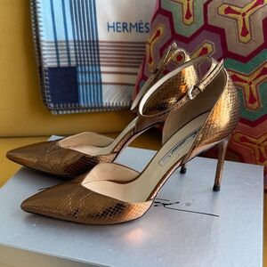 Brian Atwood Elegant Bronze Stiletto Heels